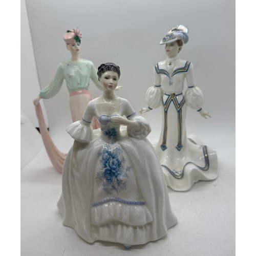 515 - Three vintage lady figures to include Royal Doulton ' Kelly HN2478', ' Coalport ' Boating Party' and... 