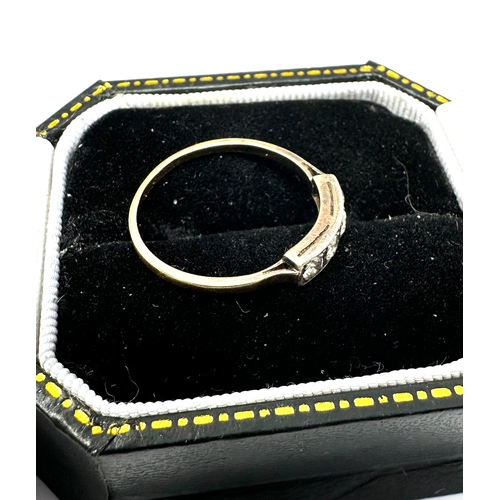 136 - Antique gold diamond ring set with 4 diamonds each measure approx 3mm dia weight of ring 1.4g