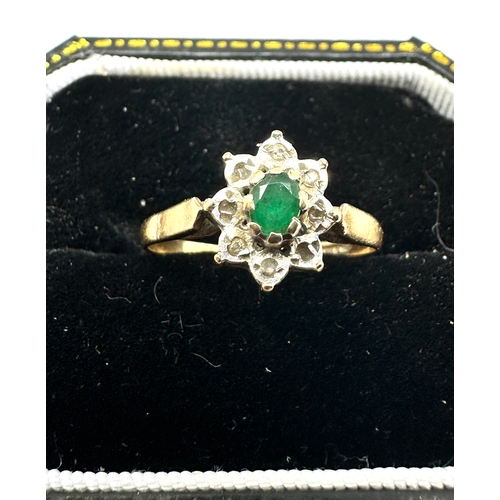 138 - 9ct gold emerald & diamond ring weight 1.5g