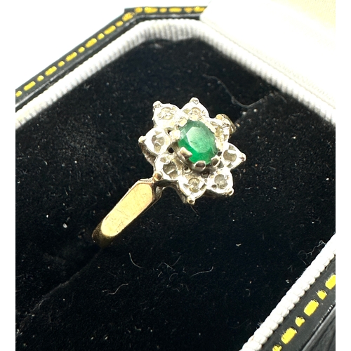 138 - 9ct gold emerald & diamond ring weight 1.5g