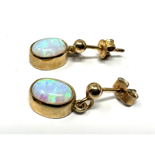 148 - 9ct gold opal earrings weight 2.1g