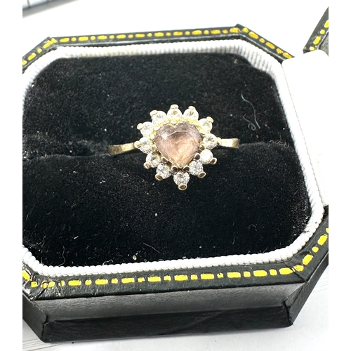 156 - 9ct gold amethyst & white gemstone ring weight 2.1g