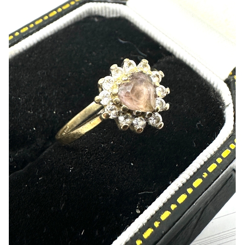 156 - 9ct gold amethyst & white gemstone ring weight 2.1g