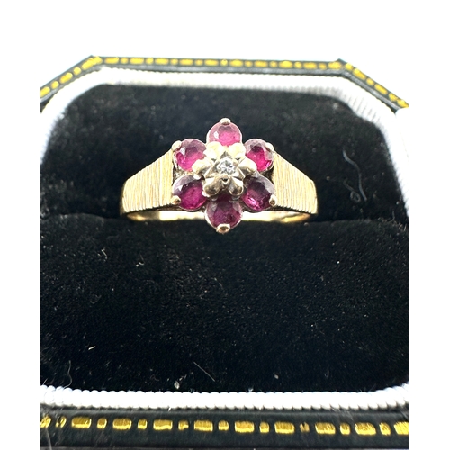 157 - 9ct gold amethyst & diamond ring weight 2.1g