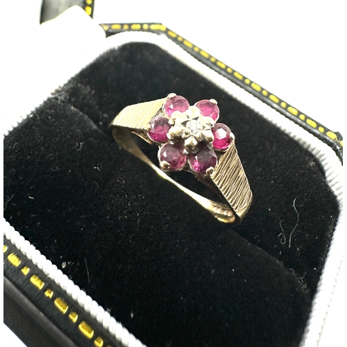 157 - 9ct gold amethyst & diamond ring weight 2.1g