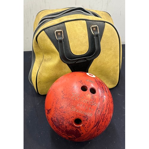 173 - Vintage bowling ball and bag, ball named Jenny