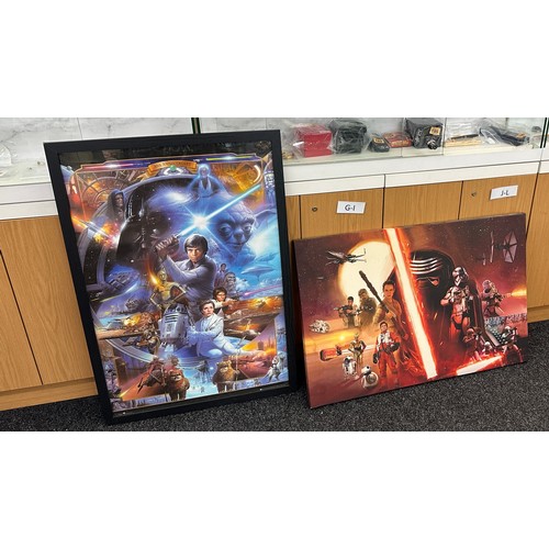 253 - Starwars canvas and a Framed star wars poster largest measures approximately 38 inches tall 26 inche... 