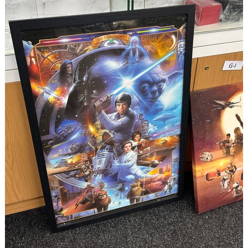 253 - Starwars canvas and a Framed star wars poster largest measures approximately 38 inches tall 26 inche... 