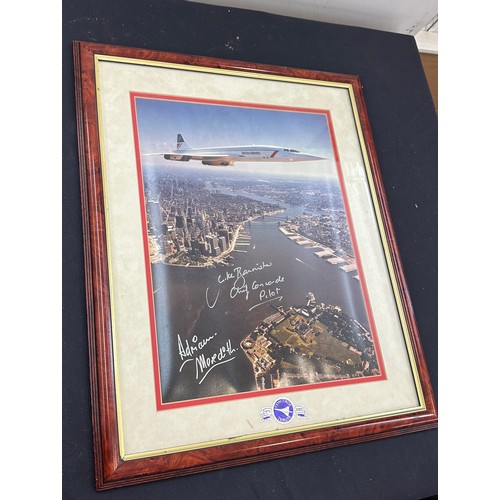 34 - Signed concord print, signed by Chief Concord Pilot frame measures approximately 22 inches by 17 inc... 