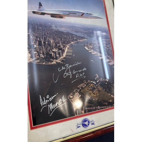 34 - Signed concord print, signed by Chief Concord Pilot frame measures approximately 22 inches by 17 inc... 