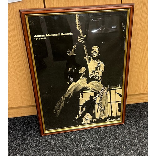 251 - Framed signed original Jimmy Hendrix print measures approx 24 inches long by 18 wide