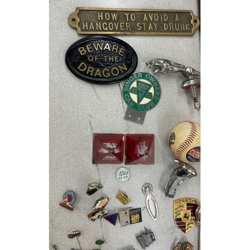 33 - Selection of collectables includes Guitar memorabilia, plaques, Walt disney cricket ball etc