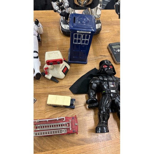 143 - Selection of assorted toys includes Robots, Corgi Inspector Morse etc