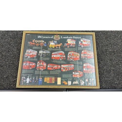 27 - Framed London busses memorabilia largest measures approximately