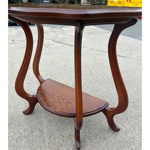 575 - Mahogany and Oak veneer hall table, shelf beneath, very clean condition, approximate measurements: H... 