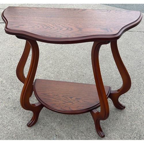 575 - Mahogany and Oak veneer hall table, shelf beneath, very clean condition, approximate measurements: H... 