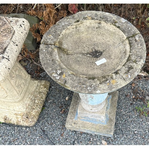 100G - Concrete bird bath and sundial, overall height of tallest 26 inches