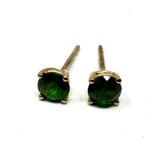 160 - 9ct gold diopside earrings