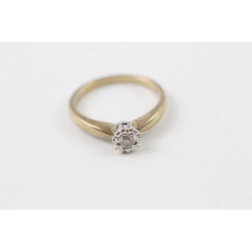 180 - 9ct gold illusion set diamond single stone ring (2.6g)