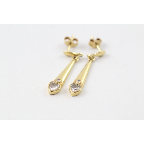 187 - 9ct gold cubic zirconia drop earrings (1.8g)