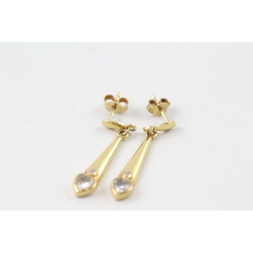 187 - 9ct gold cubic zirconia drop earrings (1.8g)