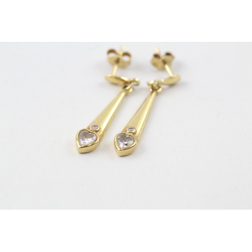 187 - 9ct gold cubic zirconia drop earrings (1.8g)