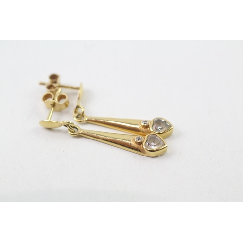 187 - 9ct gold cubic zirconia drop earrings (1.8g)