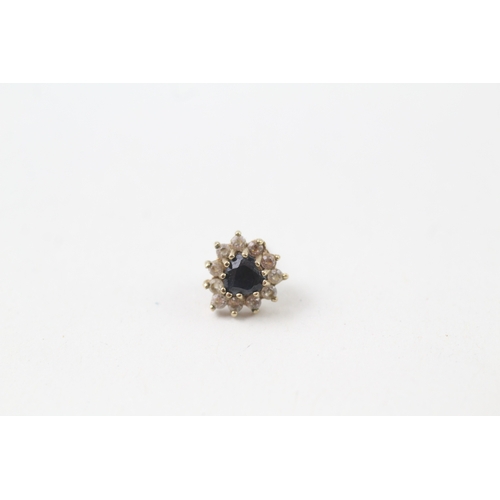 191 - 9ct gold sapphire & cubic zirconia stud earrings (1.4g)