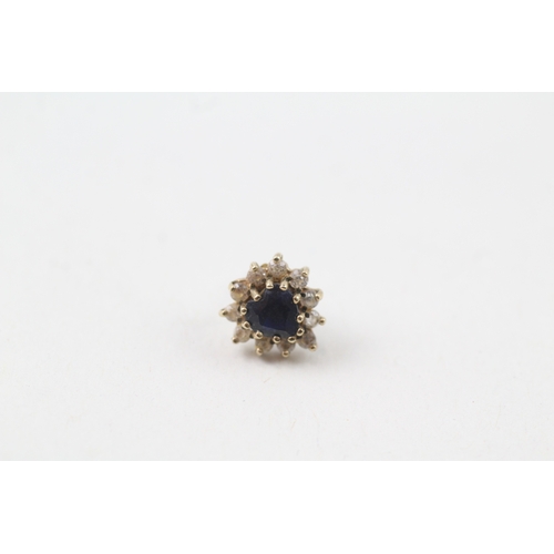 191 - 9ct gold sapphire & cubic zirconia stud earrings (1.4g)