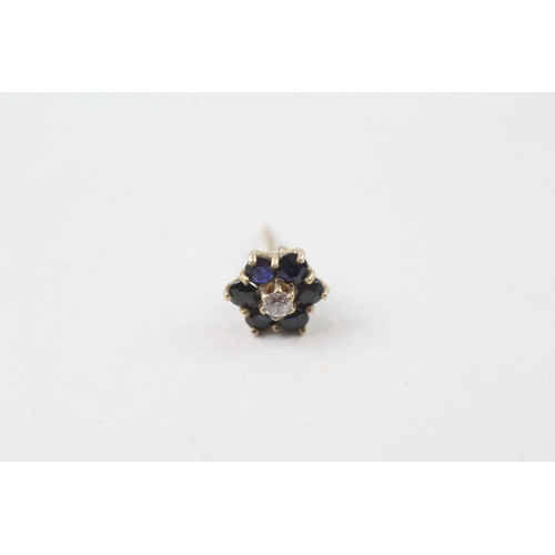 192 - 9ct gold sapphire & cubic zirconia cluster stud earrings (1.3g)