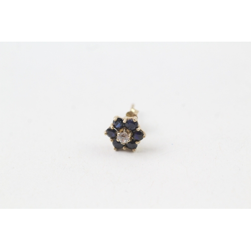 192 - 9ct gold sapphire & cubic zirconia cluster stud earrings (1.3g)