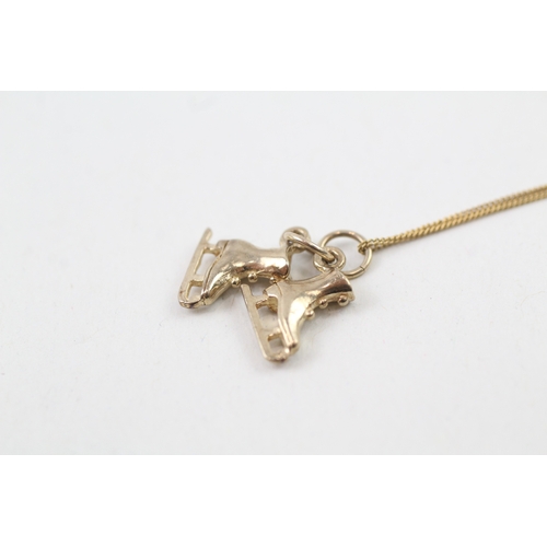 201 - 9ct gold ice skate pendant necklace (2.1g)