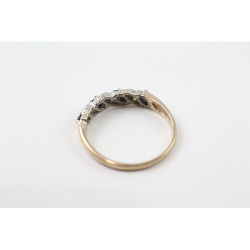 218 - 9ct gold sapphire & diamond half eternity ring (1.7g)