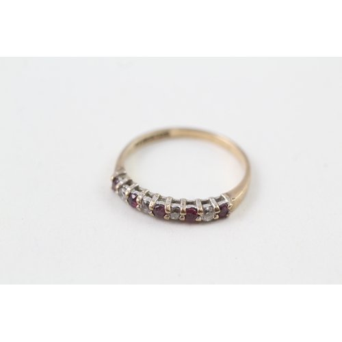 224 - 9ct gold ruby & cubic zirconia half eternity ring (1.6g)