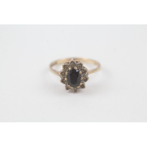 228 - 9ct gold vintage sapphire & diamond dress ring (2.4g)