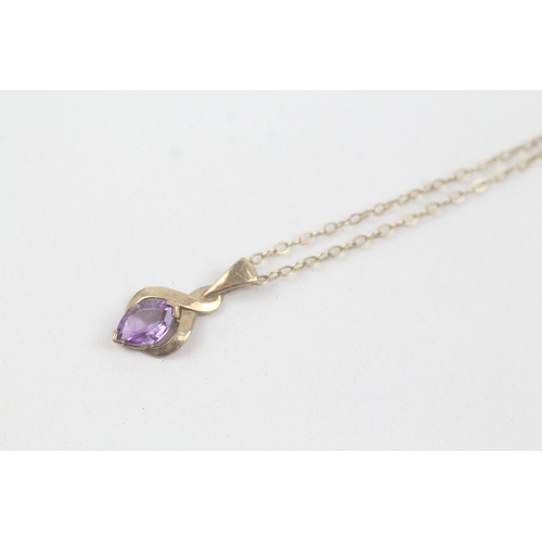 245 - 9ct gold amethyst pendant necklace (2g)