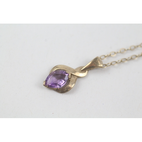 245 - 9ct gold amethyst pendant necklace (2g)