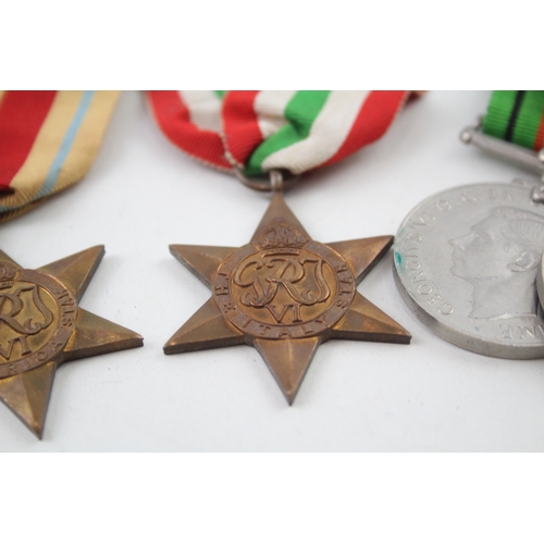 375 - WW2 - ERII Army Long Service Medal Group Inc Italy, Africa Stars, Etc x 6