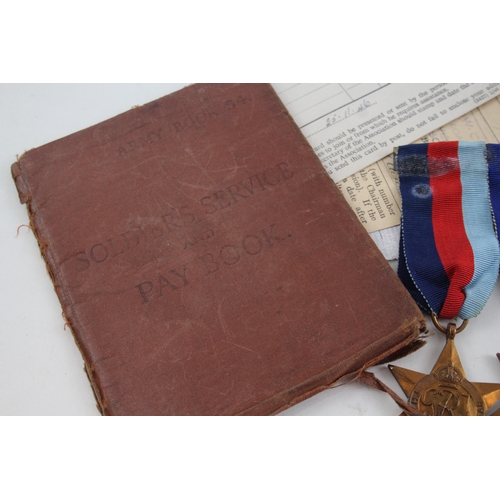 376 - WW2 Mounted Medal Group & Original Paperwork To ANK Aird Served HLI 1942-1947