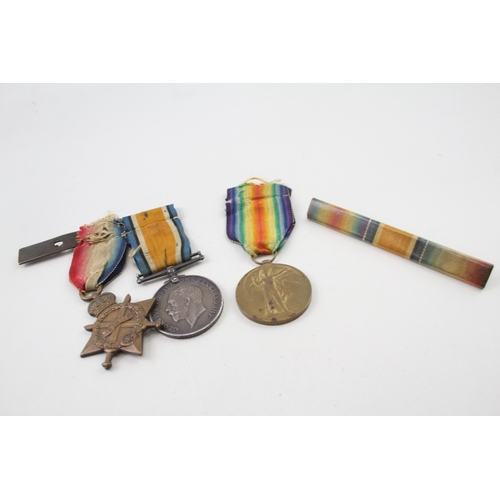 382 - WW1 1914-15 Star Medal Trio & Ribbon Bar 17435 Pte W. Cresswell Northampton R x3