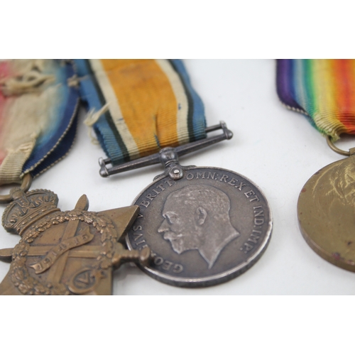 382 - WW1 1914-15 Star Medal Trio & Ribbon Bar 17435 Pte W. Cresswell Northampton R x3