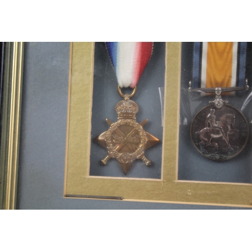 393 - Framed WW1 1914-15 Star Medal Trio & Death Plaque 13115 Pte T Wane Shrop LI