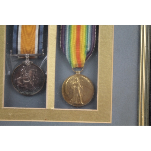 393 - Framed WW1 1914-15 Star Medal Trio & Death Plaque 13115 Pte T Wane Shrop LI