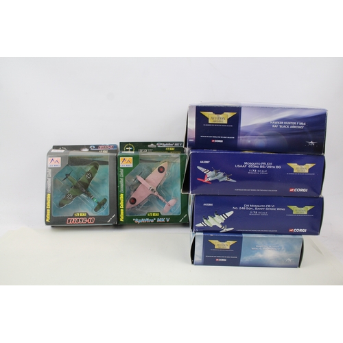 426 - Military Diecast Inc Corgi Aviation Archive  WW2 Planes Spitfire Mosquito x 6