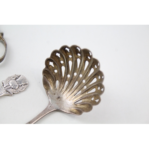 24 - 3 x .925 sterling spoons & sugar nips inc victorian etc