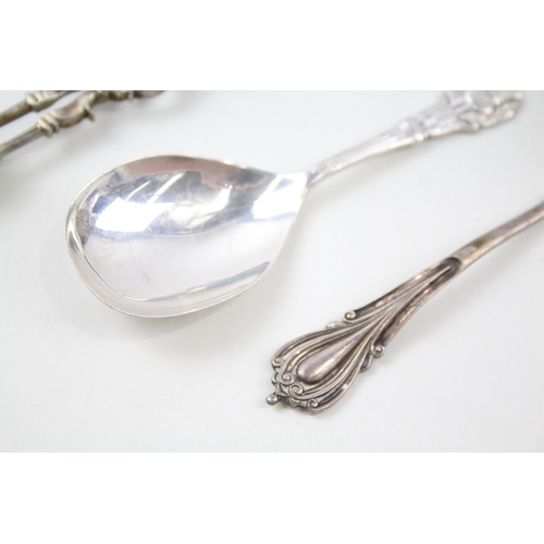 24 - 3 x .925 sterling spoons & sugar nips inc victorian etc