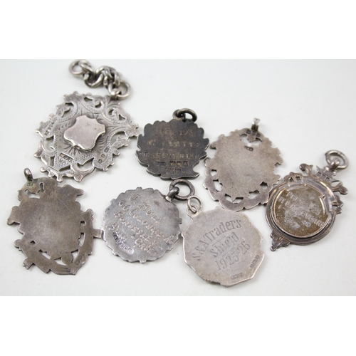 32 - 7 x .925 sterling silver fobs / medallions