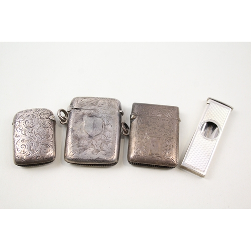 37 - 4 x .925 sterling silver vesta cases / cigar cutter