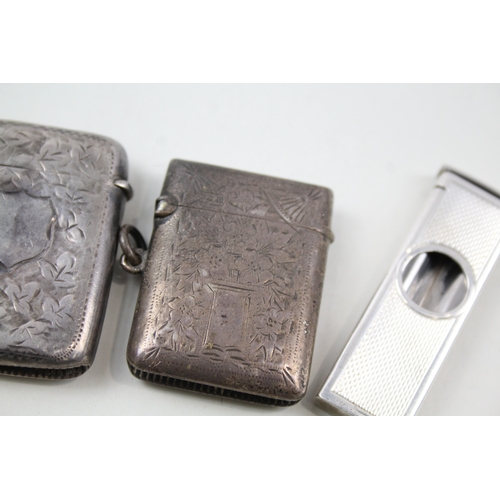 37 - 4 x .925 sterling silver vesta cases / cigar cutter