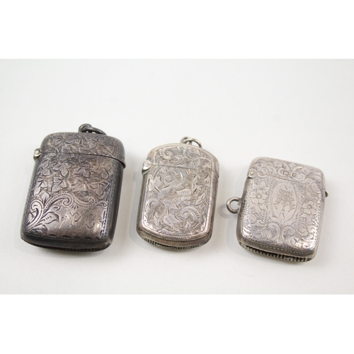 40 - 3 x .925 sterling silver vesta / match cases